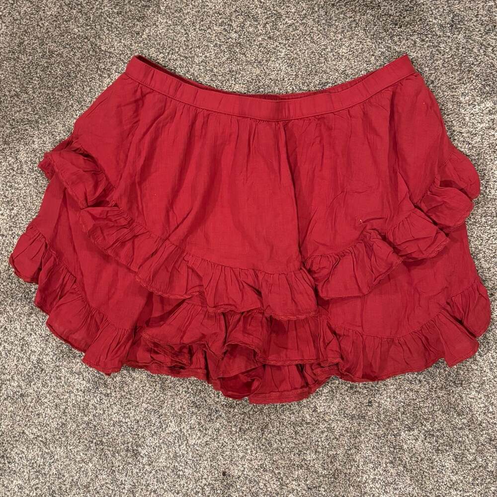 Aerie Real Me Red Layered Bubble Skort Size XL